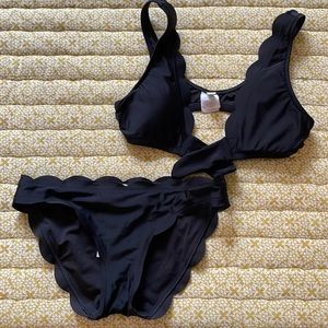 Jcrew black scalloped bikini